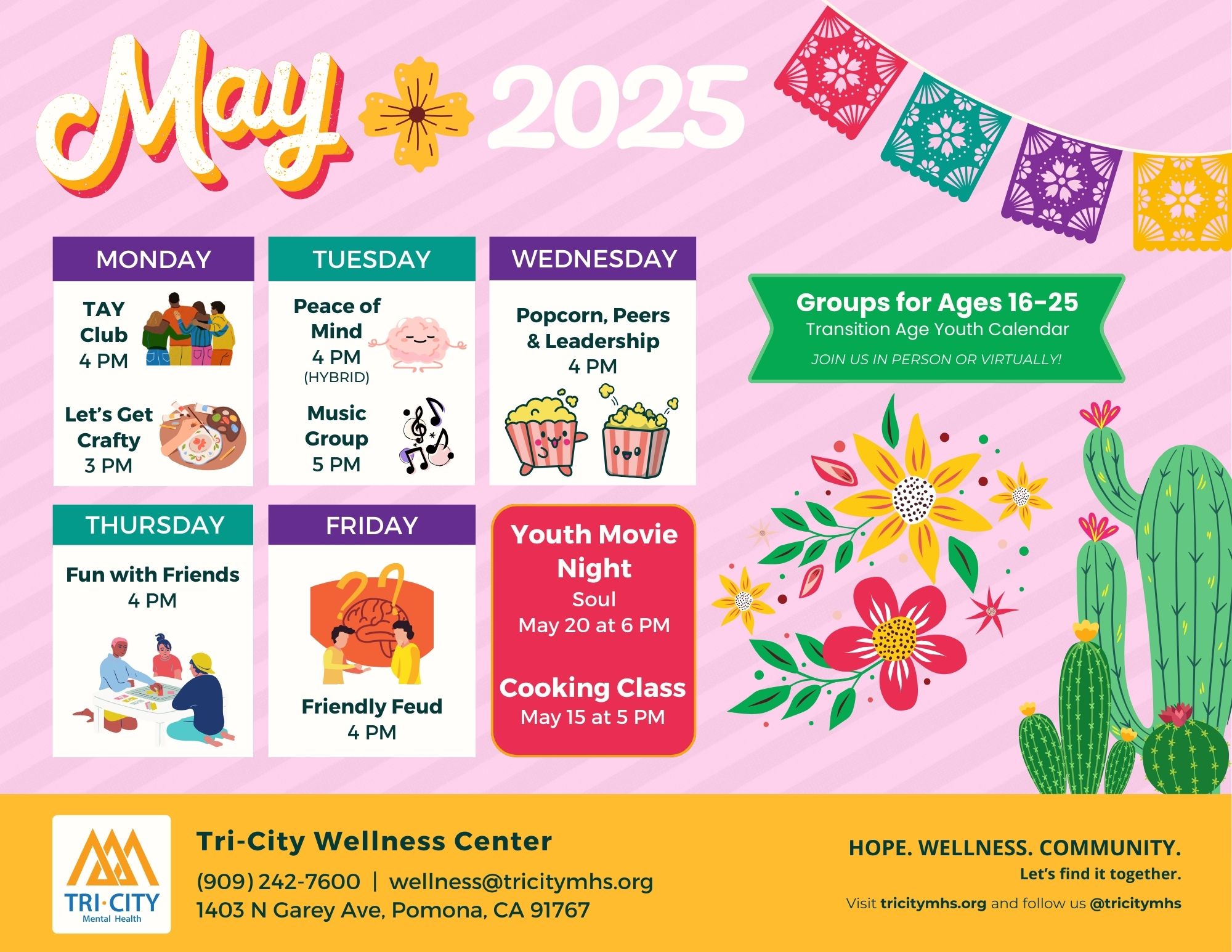 Download the TAY Group Calendar in PDF format