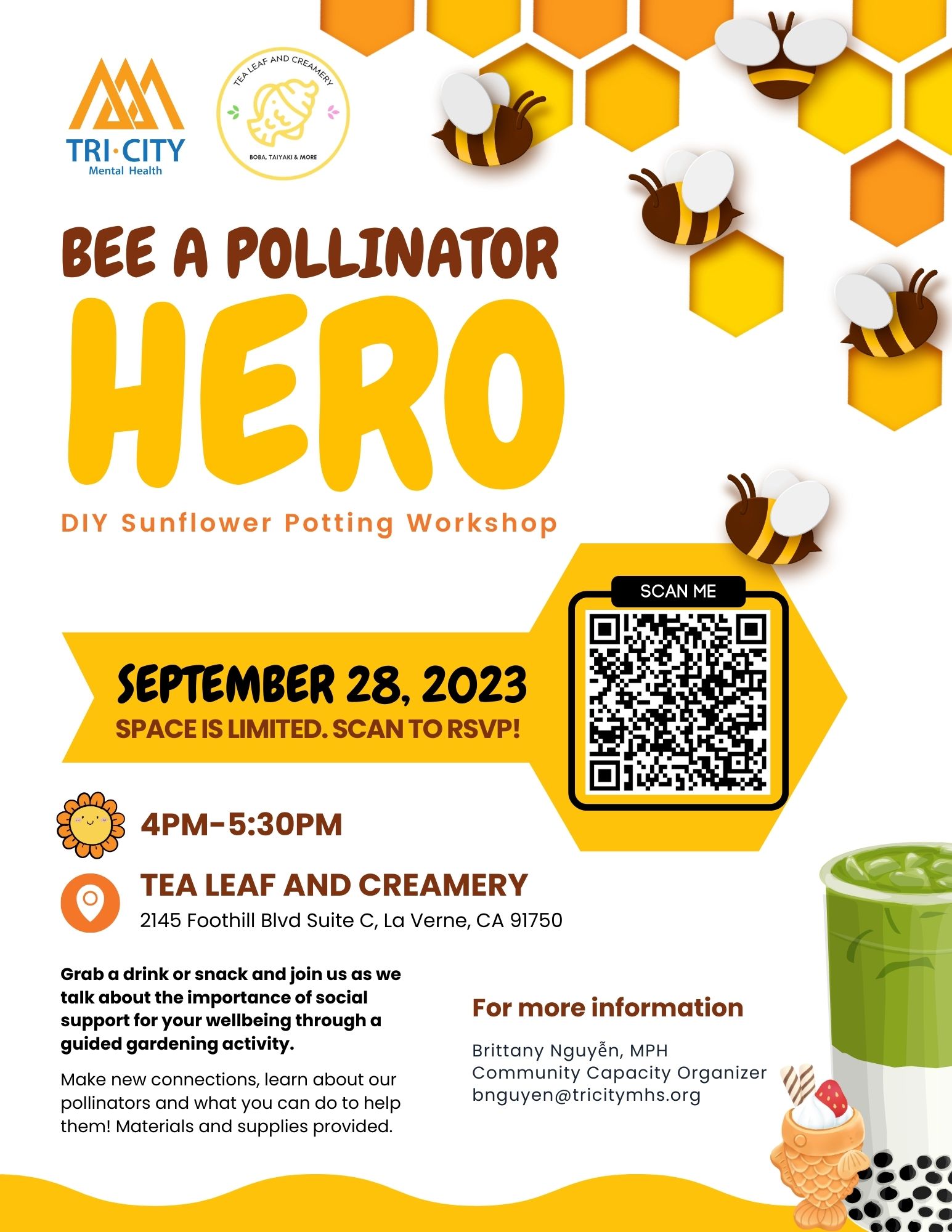 Bee a Pollinator Hero Garden Workshop at Tea Leaf and Creamery