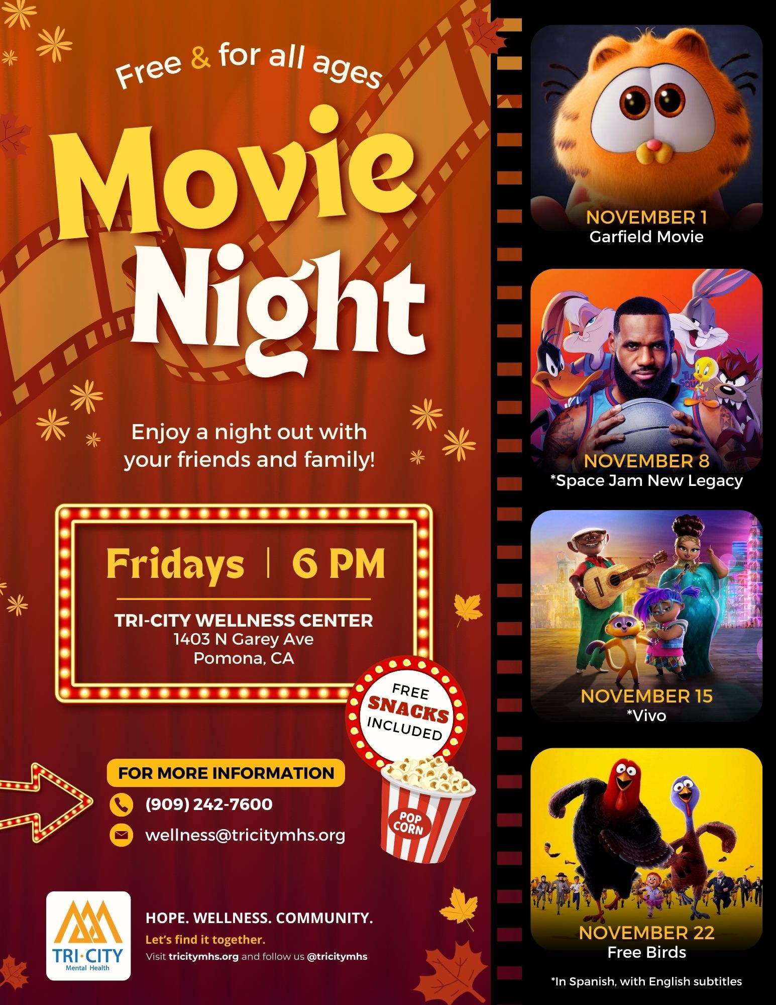 October 2024 Family Movie Nights Flyer