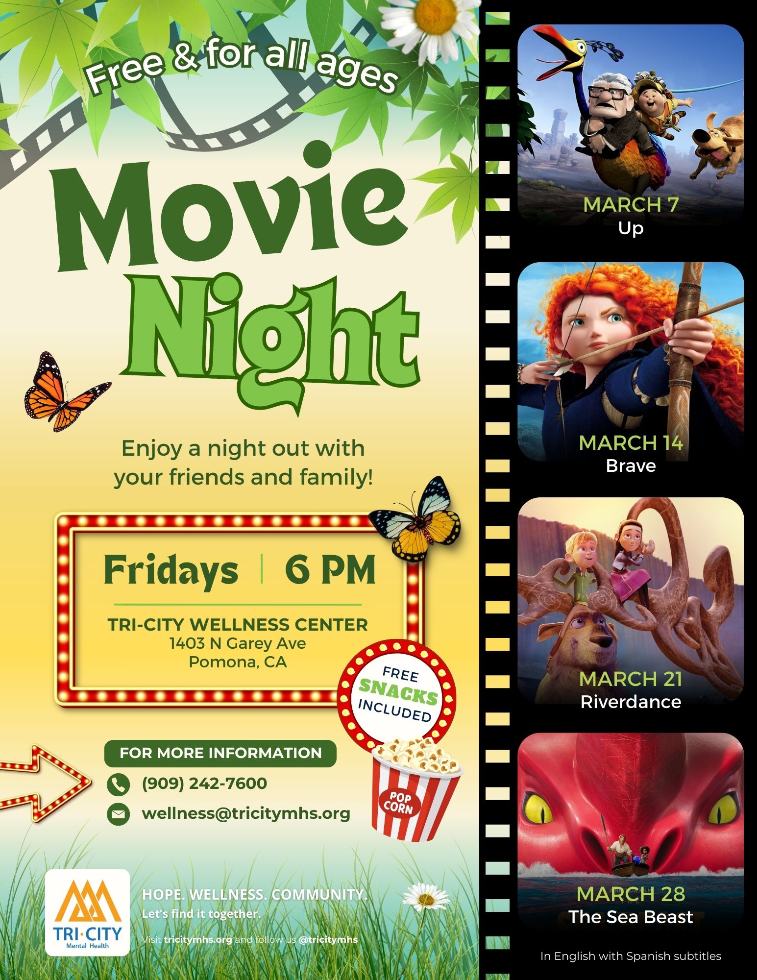 March 2025 Family Movie Nights Flyer