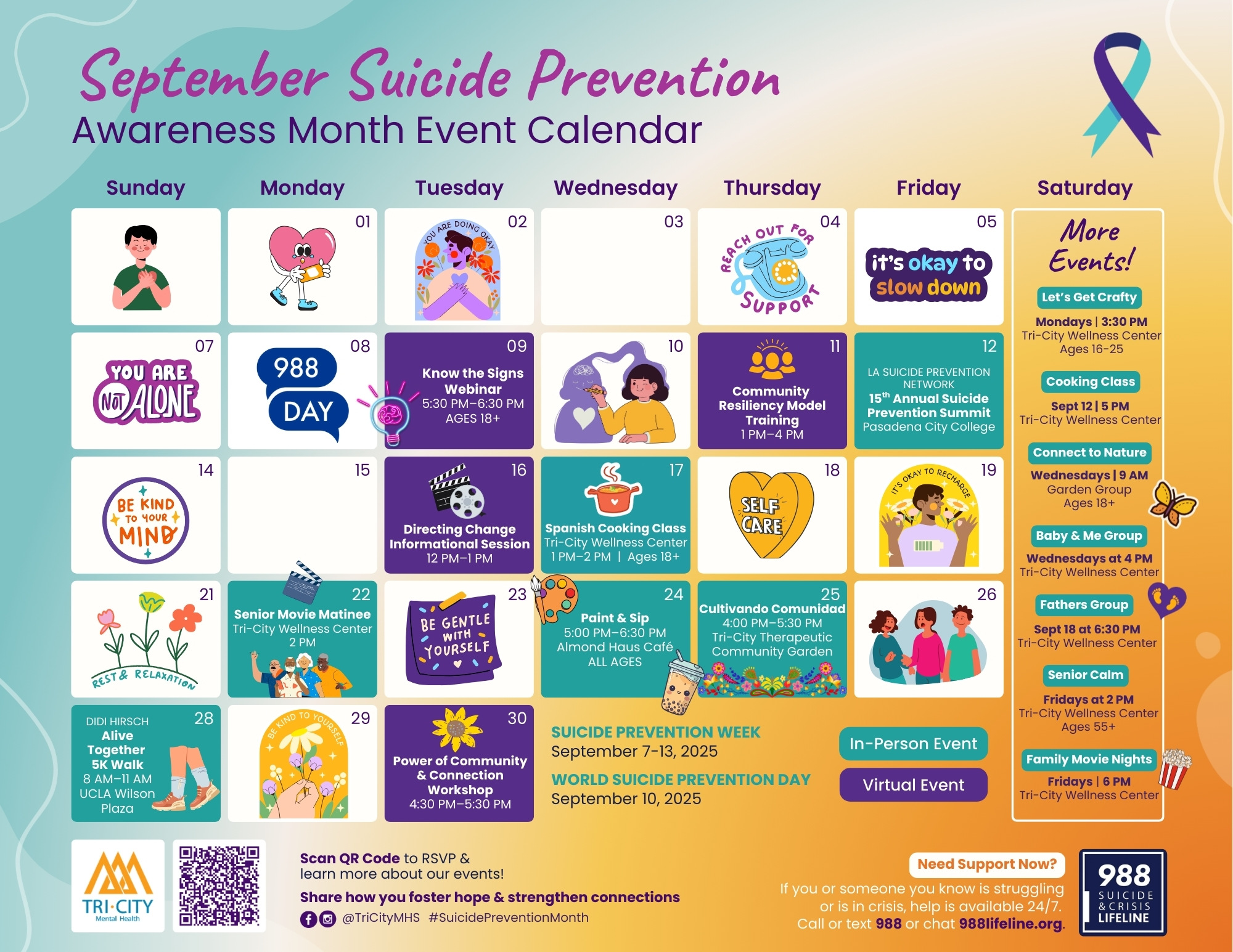 Download the Suicide Prevention Awareness Month Activity Calendar in PDF format. 